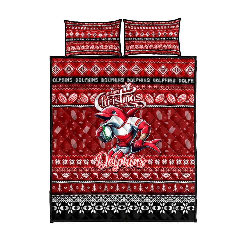 Dolphins Rugby Xmas Quilt Bed Set Australia NRL Mascot
