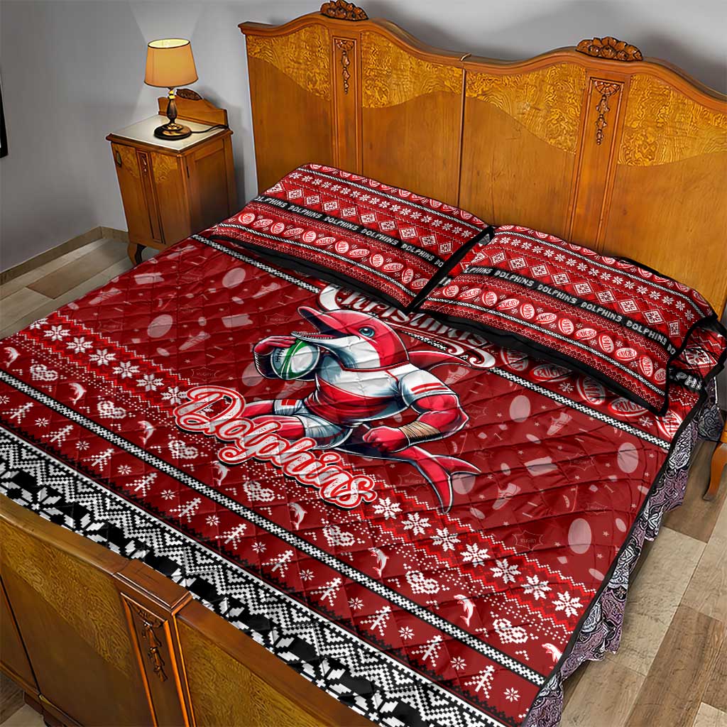 Dolphins Rugby Xmas Quilt Bed Set Australia NRL Mascot