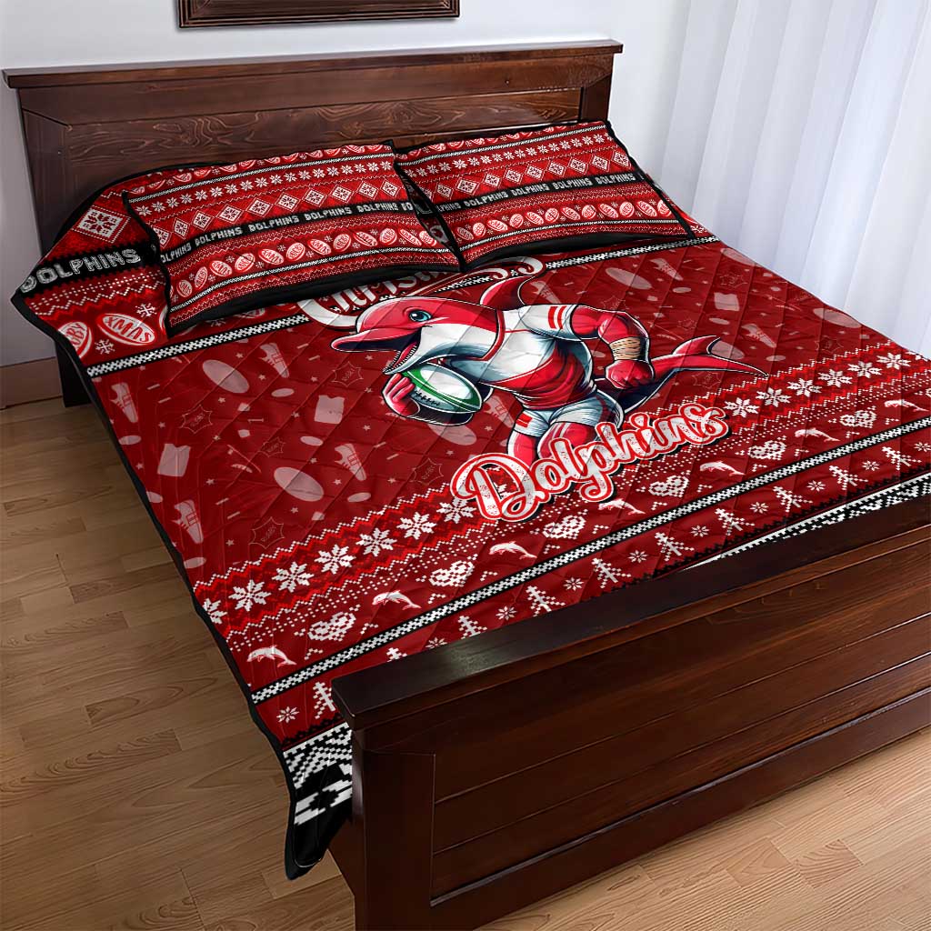 Dolphins Rugby Xmas Quilt Bed Set Australia NRL Mascot