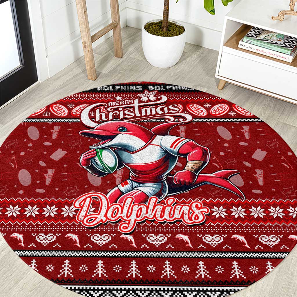 Dolphins Rugby Xmas Round Carpet Australia NRL Mascot