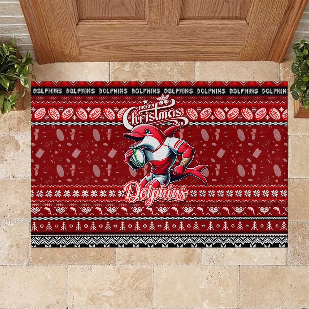 Dolphins Rugby Xmas Rubber Doormat Australia NRL Mascot