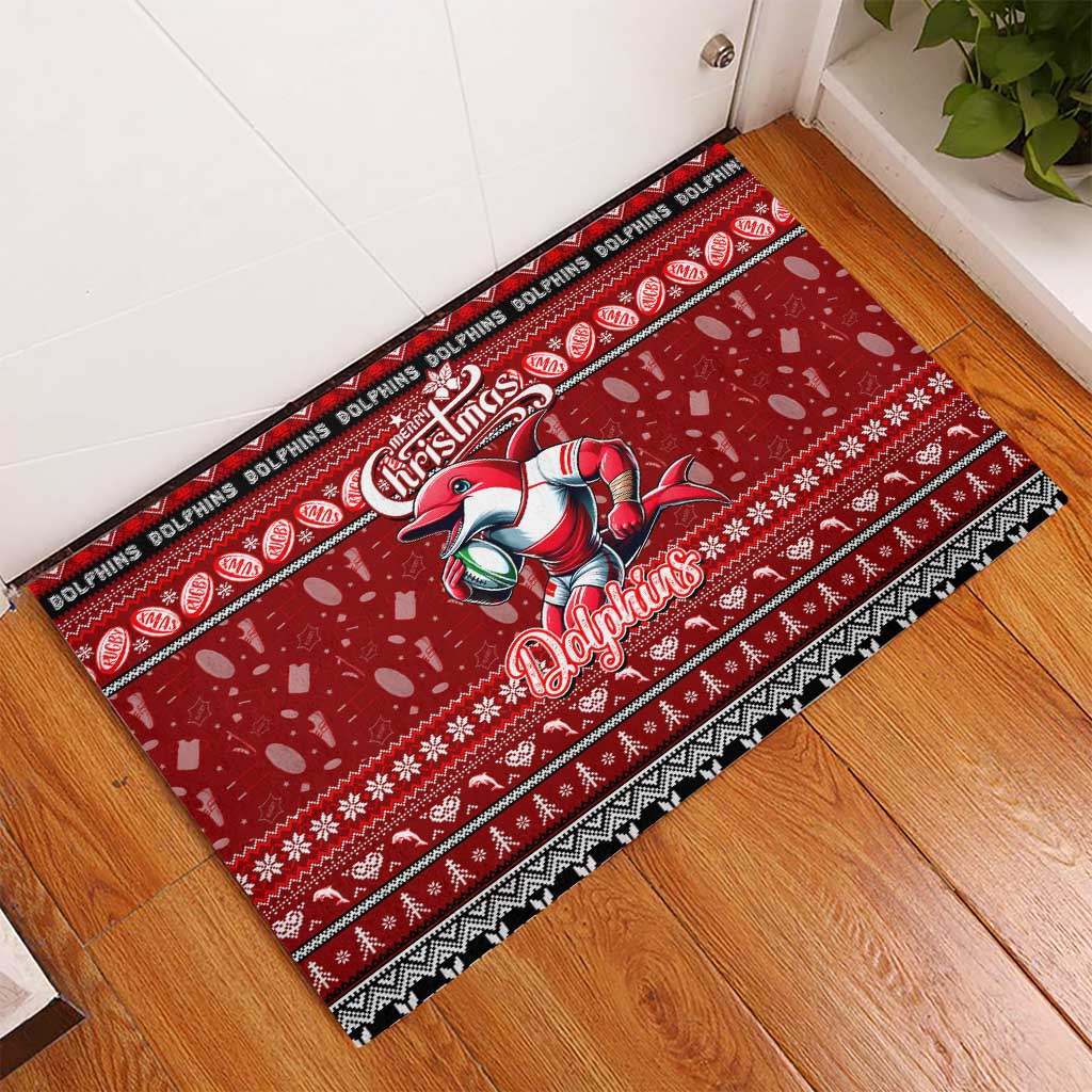 Dolphins Rugby Xmas Rubber Doormat Australia NRL Mascot