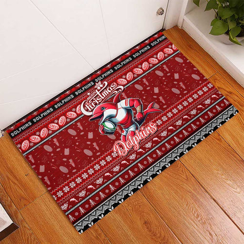 Dolphins Rugby Xmas Rubber Doormat Australia NRL Mascot