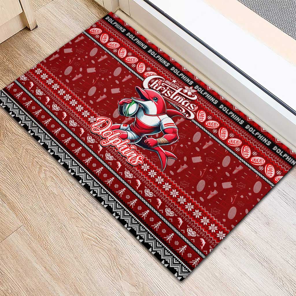Dolphins Rugby Xmas Rubber Doormat Australia NRL Mascot