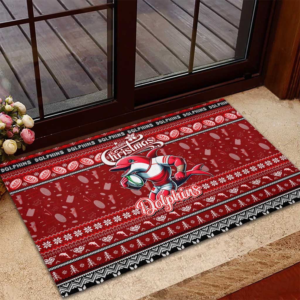 Dolphins Rugby Xmas Rubber Doormat Australia NRL Mascot