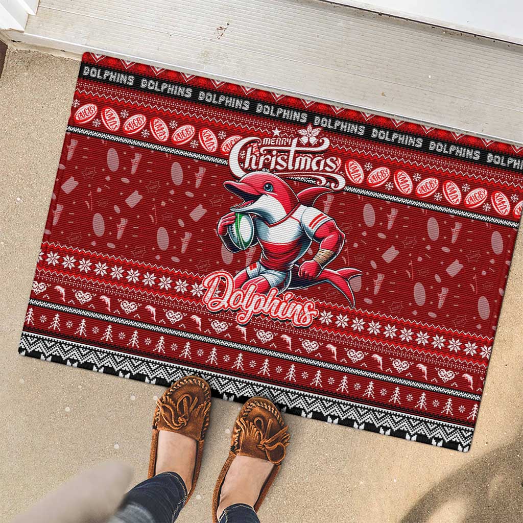 Dolphins Rugby Xmas Rubber Doormat Australia NRL Mascot