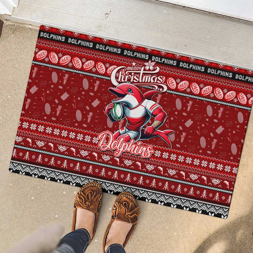 Dolphins Rugby Xmas Rubber Doormat Australia NRL Mascot