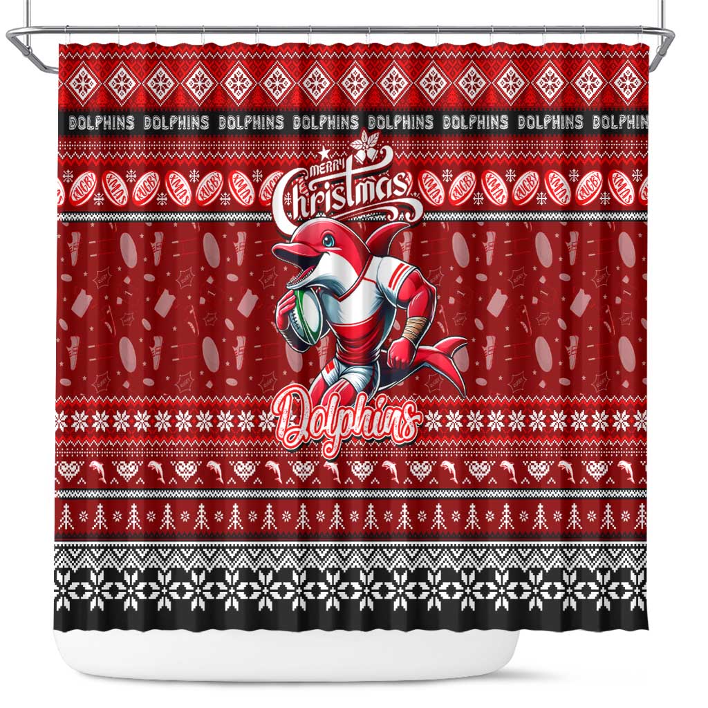 Dolphins Rugby Xmas Shower Curtain Australia NRL Mascot