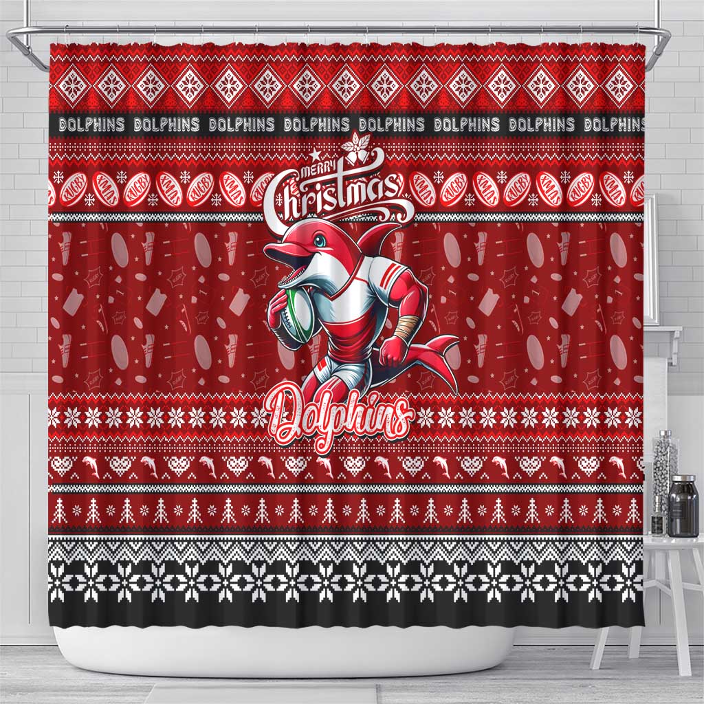 Dolphins Rugby Xmas Shower Curtain Australia NRL Mascot