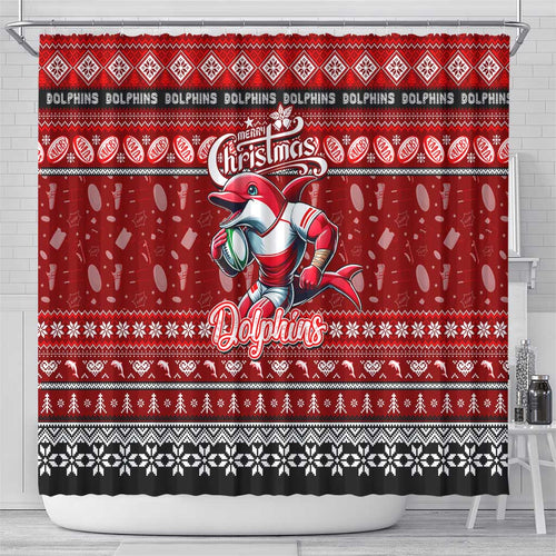 Dolphins Rugby Xmas Shower Curtain Australia NRL Mascot