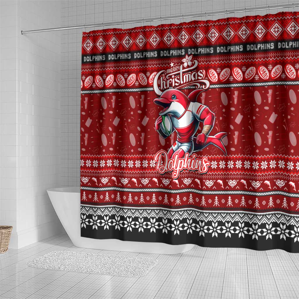 Dolphins Rugby Xmas Shower Curtain Australia NRL Mascot