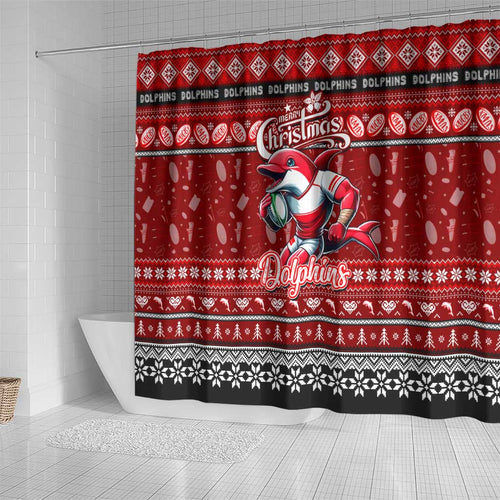 Dolphins Rugby Xmas Shower Curtain Australia NRL Mascot