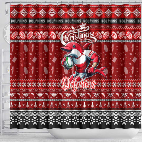 Dolphins Rugby Xmas Shower Curtain Australia NRL Mascot