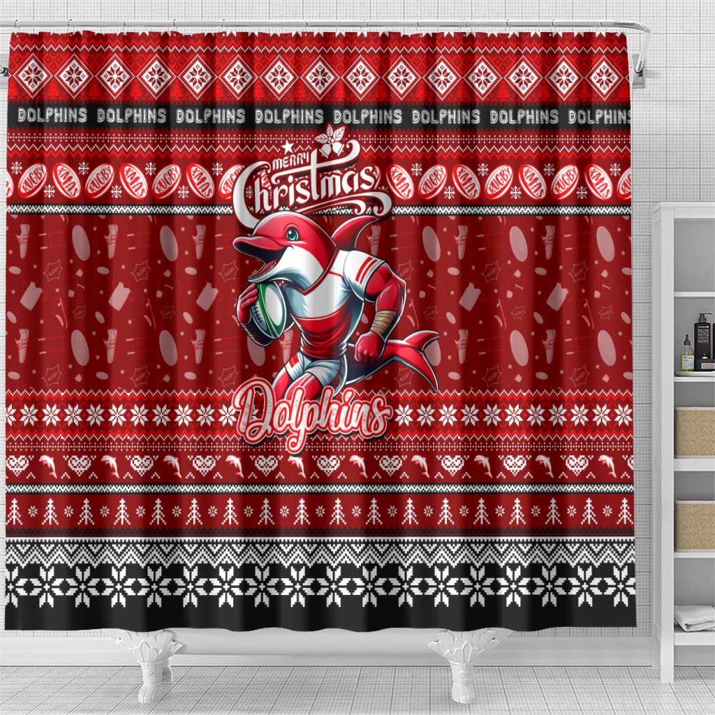 Dolphins Rugby Xmas Shower Curtain Australia NRL Mascot