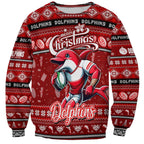 Personalized Dolphins Rugby Xmas Sweatshirt Australia NRL Mascot