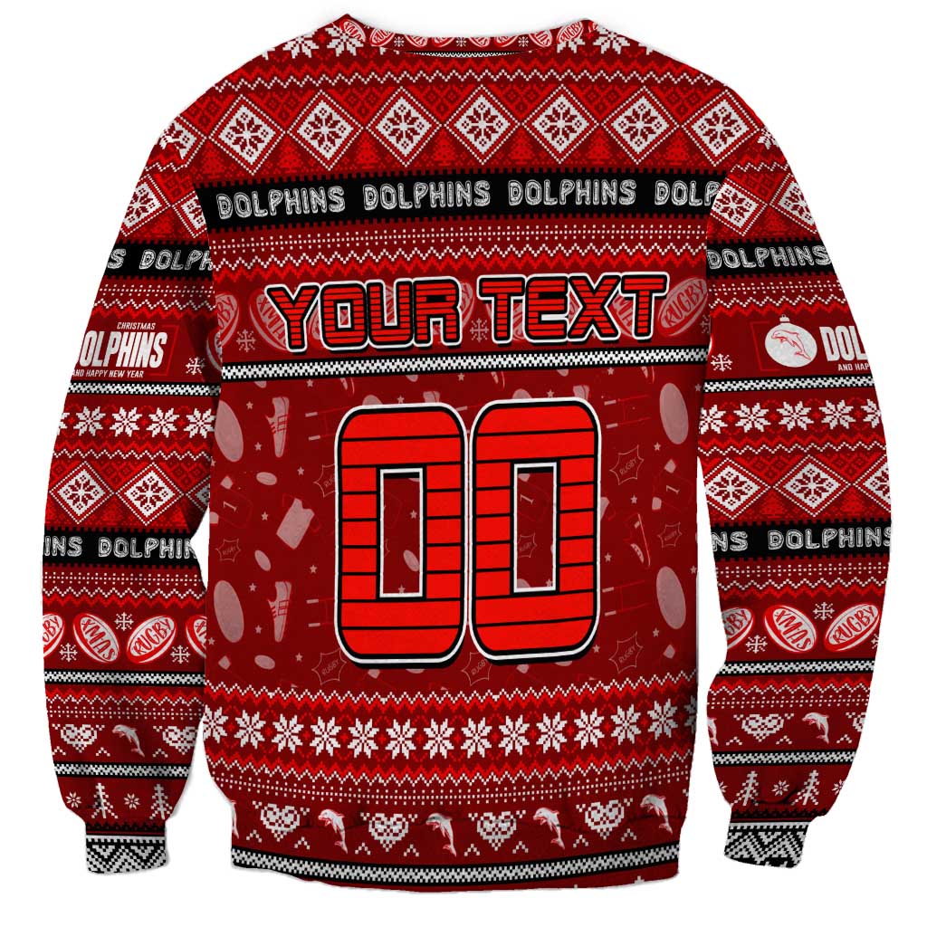 Personalized Dolphins Rugby Xmas Sweatshirt Australia NRL Mascot