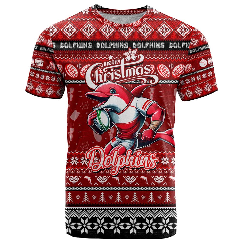 Personalized Dolphins Rugby Xmas T Shirt Australia NRL Mascot