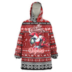 Personalized Dolphins Rugby Xmas Wearable Blanket Hoodie Australia NRL Mascot