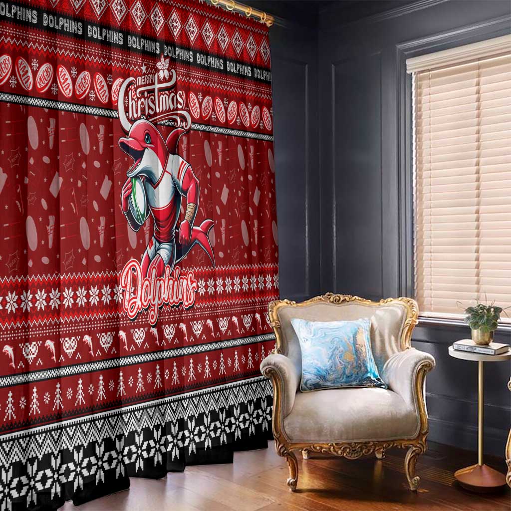 Dolphins Rugby Xmas Window Curtain Australia NRL Mascot
