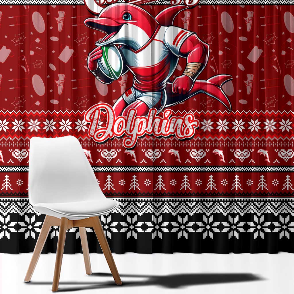 Dolphins Rugby Xmas Window Curtain Australia NRL Mascot