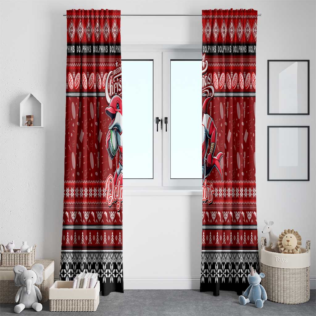 Dolphins Rugby Xmas Window Curtain Australia NRL Mascot