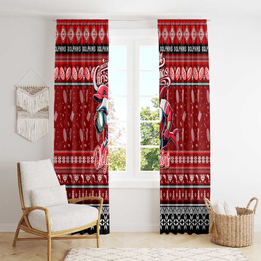 Dolphins Rugby Xmas Window Curtain Australia NRL Mascot
