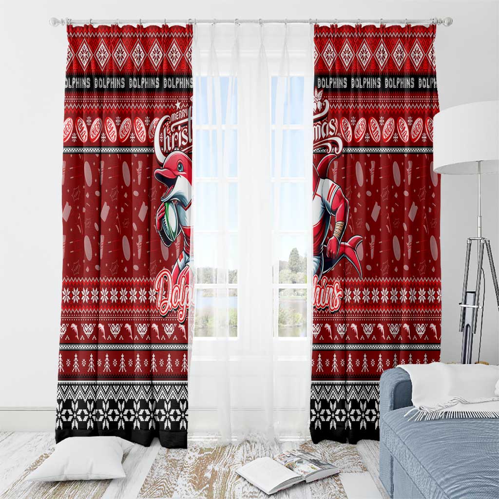 Dolphins Rugby Xmas Window Curtain Australia NRL Mascot
