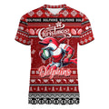 Personalized Dolphins Rugby Xmas Women V-Neck T-Shirt Australia NRL Mascot