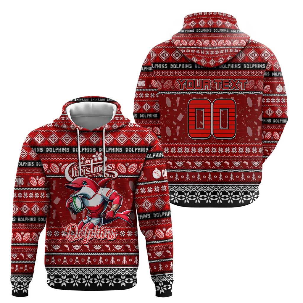 Personalized Dolphins Rugby Xmas Zip Hoodie Australia NRL Mascot
