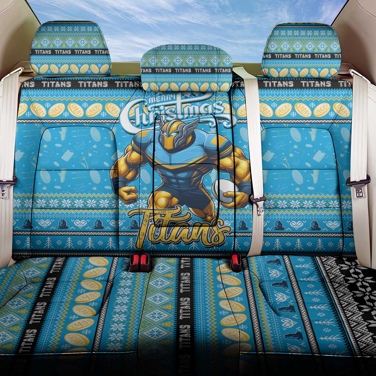 Titans Rugby Xmas Back Car Seat Cover Australia NRL Mascot
