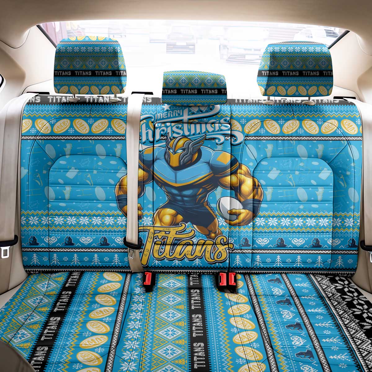 Titans Rugby Xmas Back Car Seat Cover Australia NRL Mascot