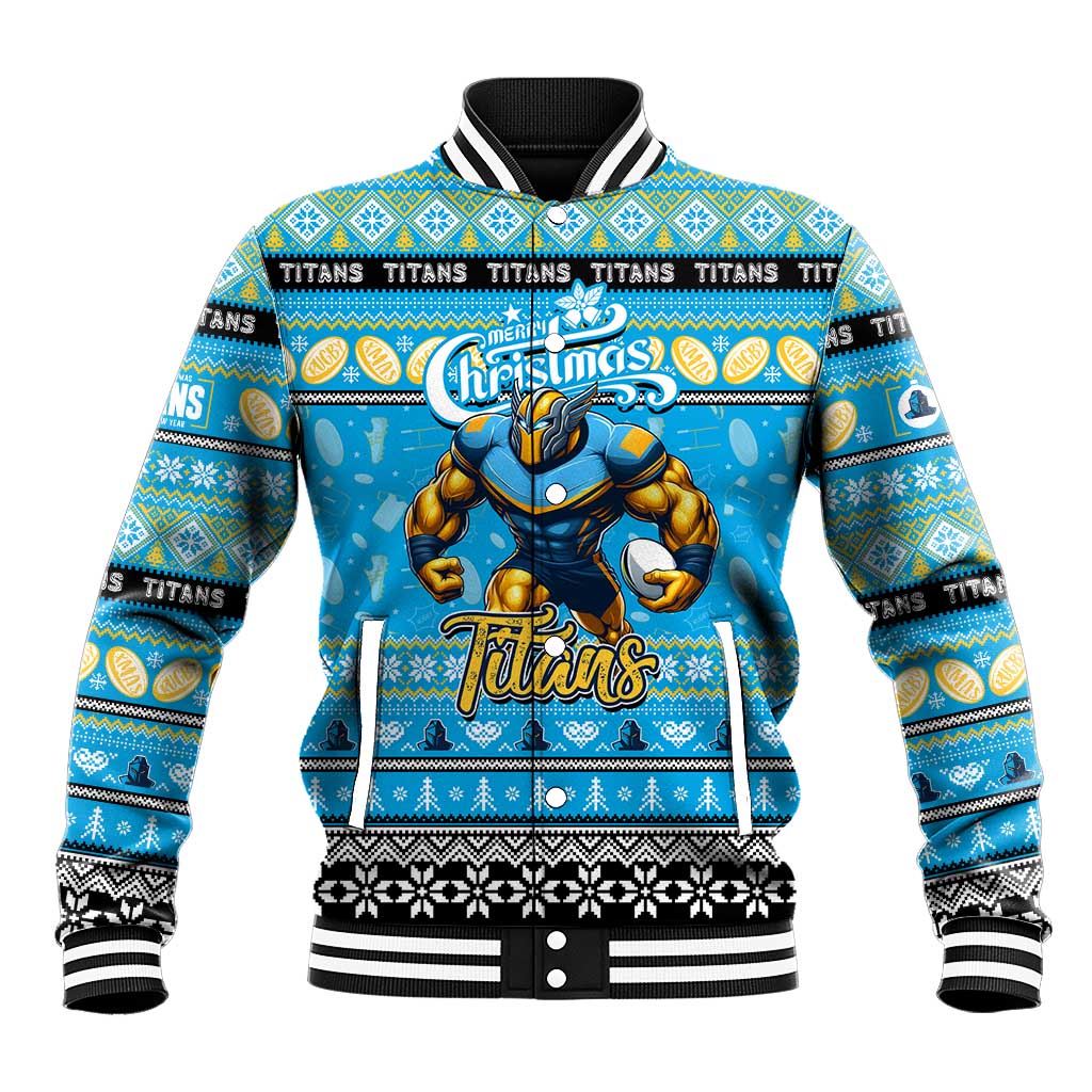 Personalized Titans Rugby Xmas Baseball Jacket Australia NRL Mascot
