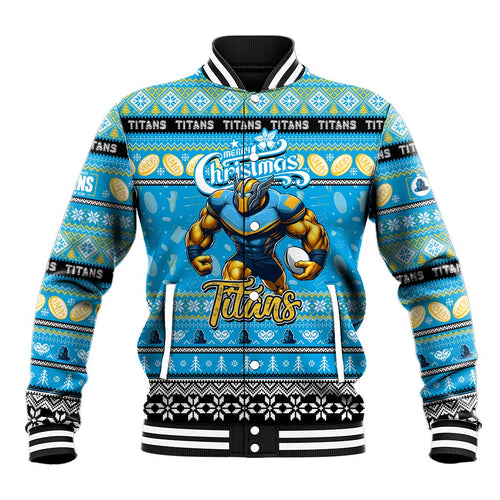 Personalized Titans Rugby Xmas Baseball Jacket Australia NRL Mascot