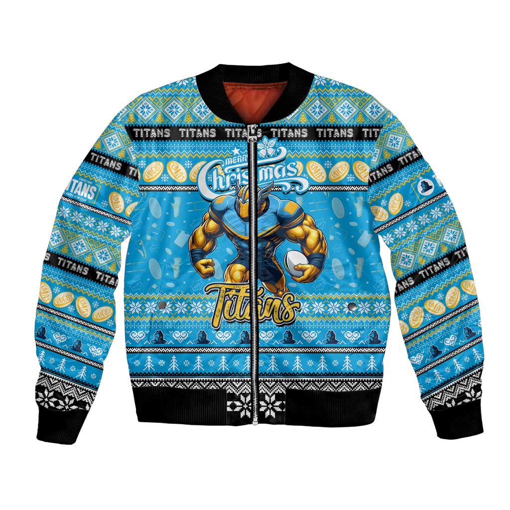 Personalized Titans Rugby Xmas Bomber Jacket Australia NRL Mascot
