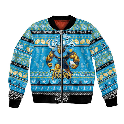 Personalized Titans Rugby Xmas Bomber Jacket Australia NRL Mascot