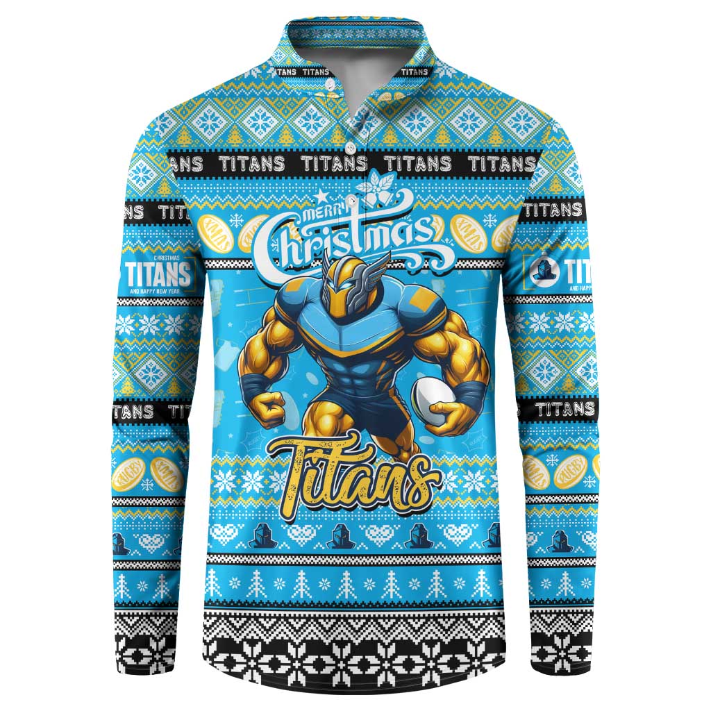 Personalized Titans Rugby Xmas Button Sweatshirt Australia NRL Mascot