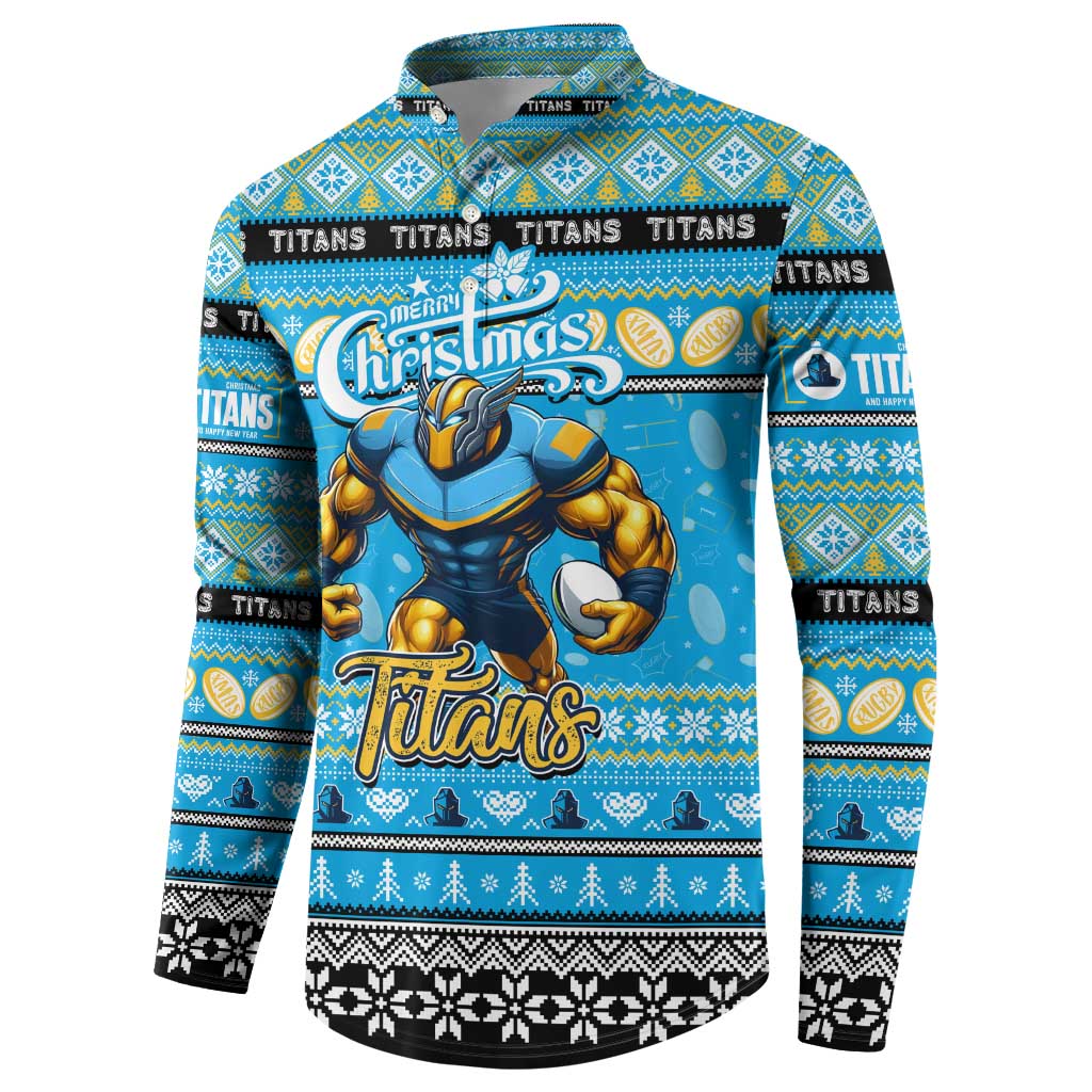 Personalized Titans Rugby Xmas Button Sweatshirt Australia NRL Mascot