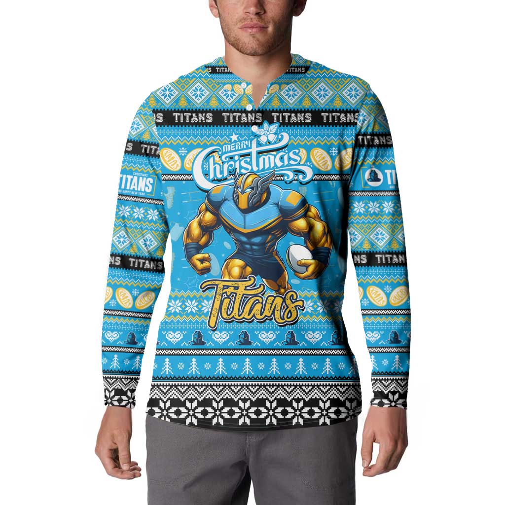 Personalized Titans Rugby Xmas Button Sweatshirt Australia NRL Mascot
