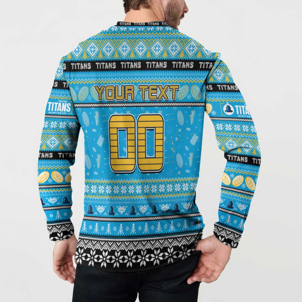 Personalized Titans Rugby Xmas Button Sweatshirt Australia NRL Mascot
