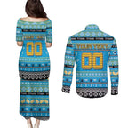 Personalized Titans Rugby Xmas Couples Matching Puletasi and Long Sleeve Button Shirt Australia NRL Mascot