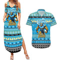 Personalized Titans Rugby Xmas Couples Matching Summer Maxi Dress and Hawaiian Shirt Australia NRL Mascot