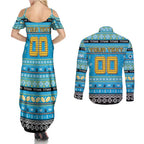 Personalized Titans Rugby Xmas Couples Matching Summer Maxi Dress and Long Sleeve Button Shirt Australia NRL Mascot