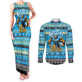 Personalized Titans Rugby Xmas Couples Matching Tank Maxi Dress and Long Sleeve Button Shirt Australia NRL Mascot