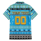 Personalized Titans Rugby Xmas Family Matching Long Sleeve Bodycon Dress and Hawaiian Shirt Australia NRL Mascot