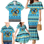Personalized Titans Rugby Xmas Family Matching Mermaid Dress and Hawaiian Shirt Australia NRL Mascot