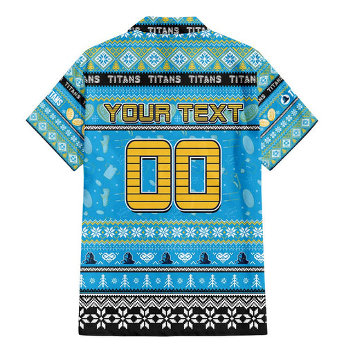 Personalized Titans Rugby Xmas Family Matching Mermaid Dress and Hawaiian Shirt Australia NRL Mascot