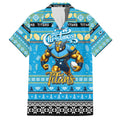 Personalized Titans Rugby Xmas Family Matching Off The Shoulder Long Sleeve Dress and Hawaiian Shirt Australia NRL Mascot