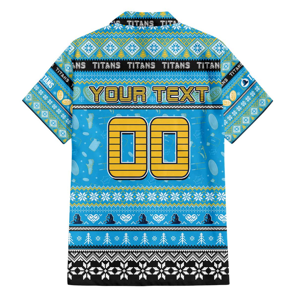 Personalized Titans Rugby Xmas Family Matching Off The Shoulder Long Sleeve Dress and Hawaiian Shirt Australia NRL Mascot