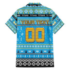 Personalized Titans Rugby Xmas Family Matching Off The Shoulder Long Sleeve Dress and Hawaiian Shirt Australia NRL Mascot