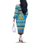 Personalized Titans Rugby Xmas Family Matching Off The Shoulder Long Sleeve Dress and Hawaiian Shirt Australia NRL Mascot